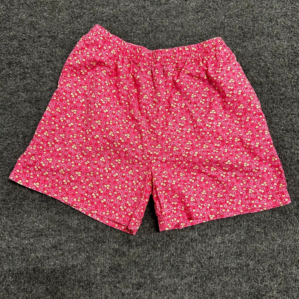 Lands End Shorts Womens Size S Pink Floral Elastic Waist Casual Summer Lounge